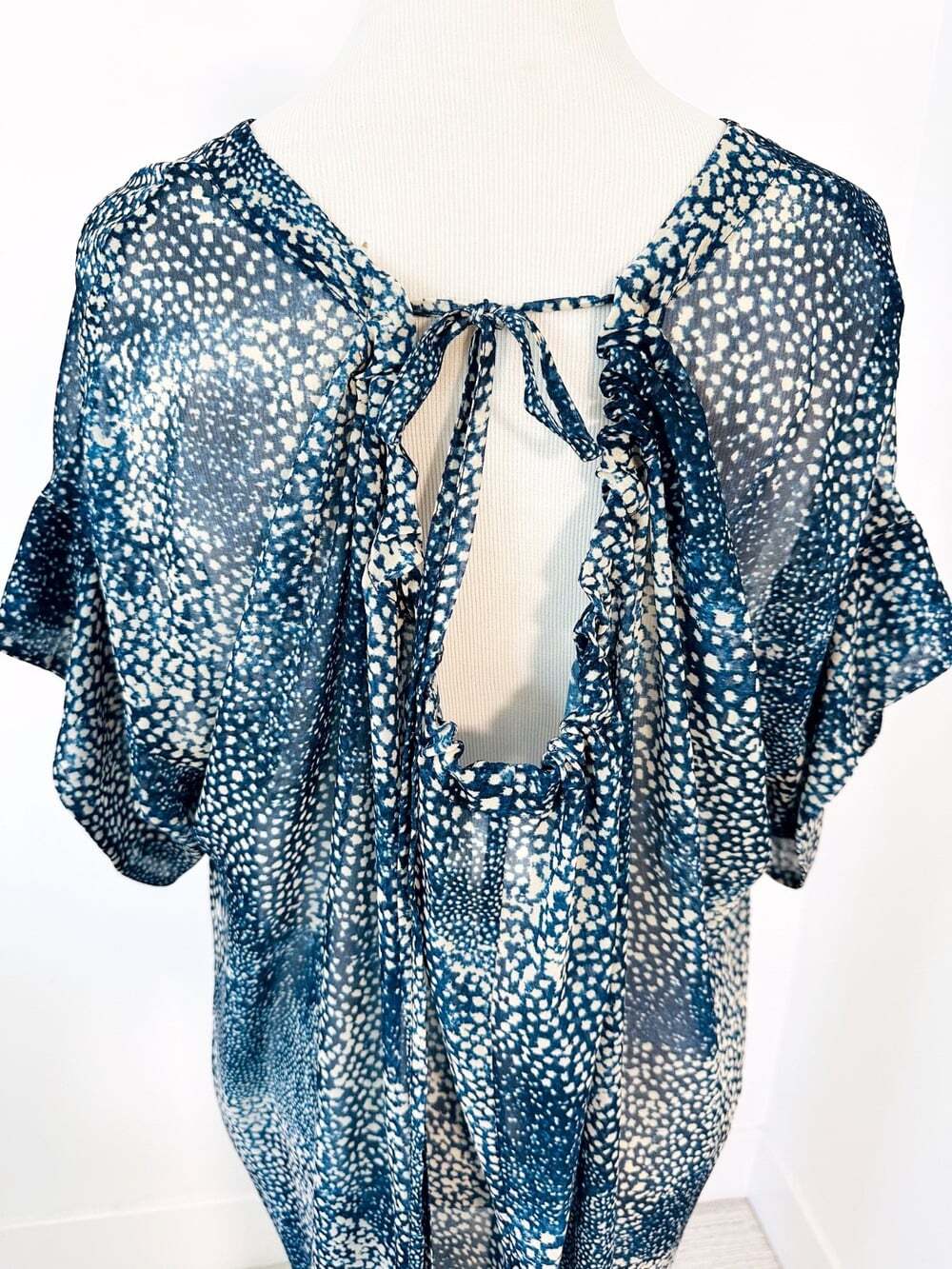 MALIA MILLS Candice Size M Semi-Sheer Cover-Up Eurosummer Vacation Luxury Flowy - Picture 5 of 11